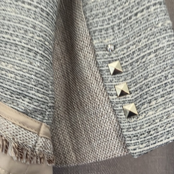 White House Black Market Illuminant Tweed Jacket Iridescent Gold SZ12 - Picture 7 of 7